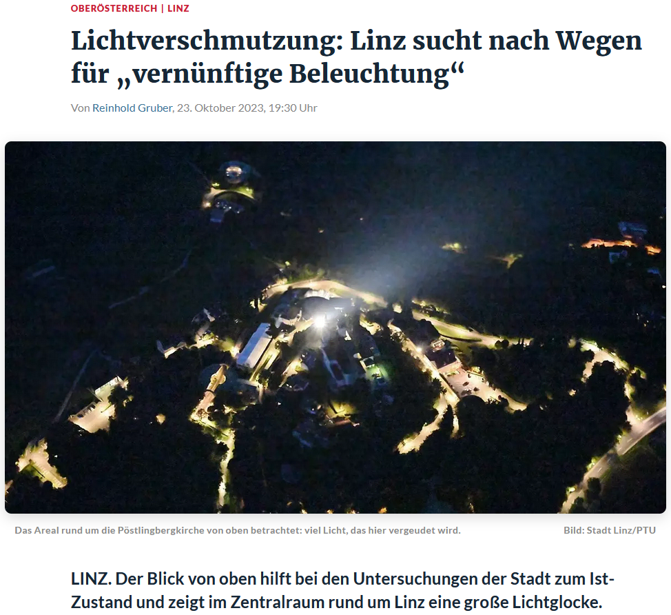 Artikel Lichtverschmutzung: Linz sucht nach Wegen für vernünftige Beleuchtung