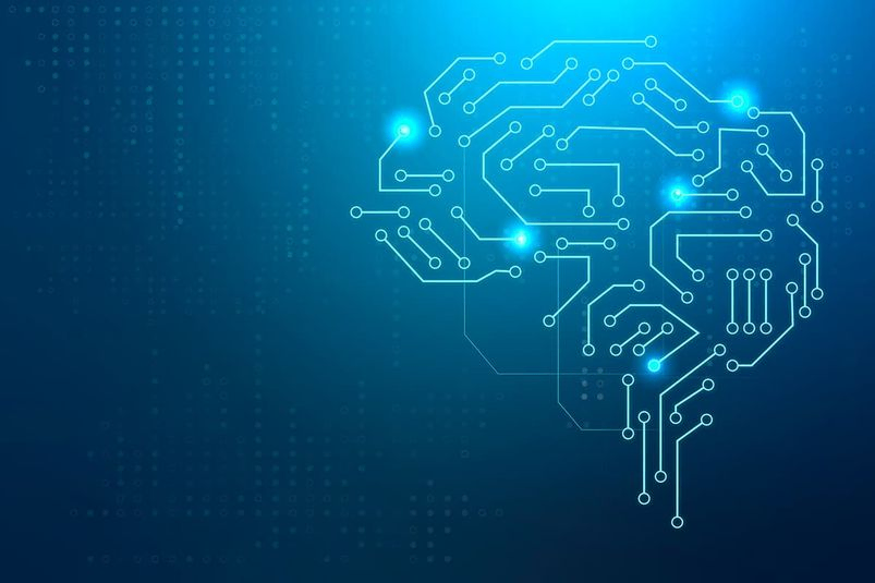 AI technology brain - Gehirndarstellung als Computerschaltkreise